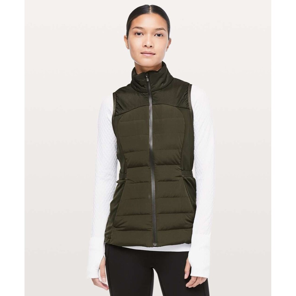 Lululemon Down For It All Green Puffer Vest Grey Goose Down - Women's Size 8
